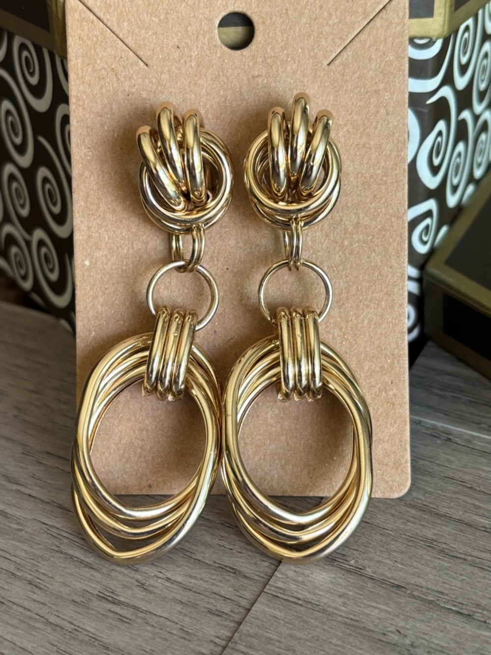 Elegant Gold Multi-Ring Drop Earrings